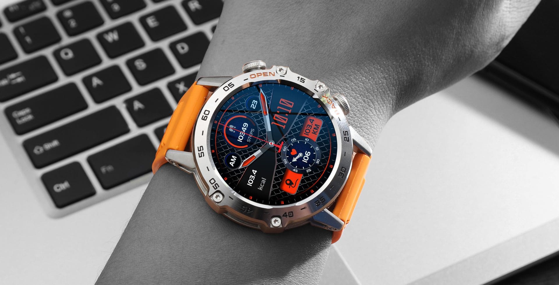 Titelbild moderner Smartwatch von Watchutton – elegante, robuste Uhr mit großem Display und vielseitigen Funktionen für Alltag, Gesundheit und Fitness.