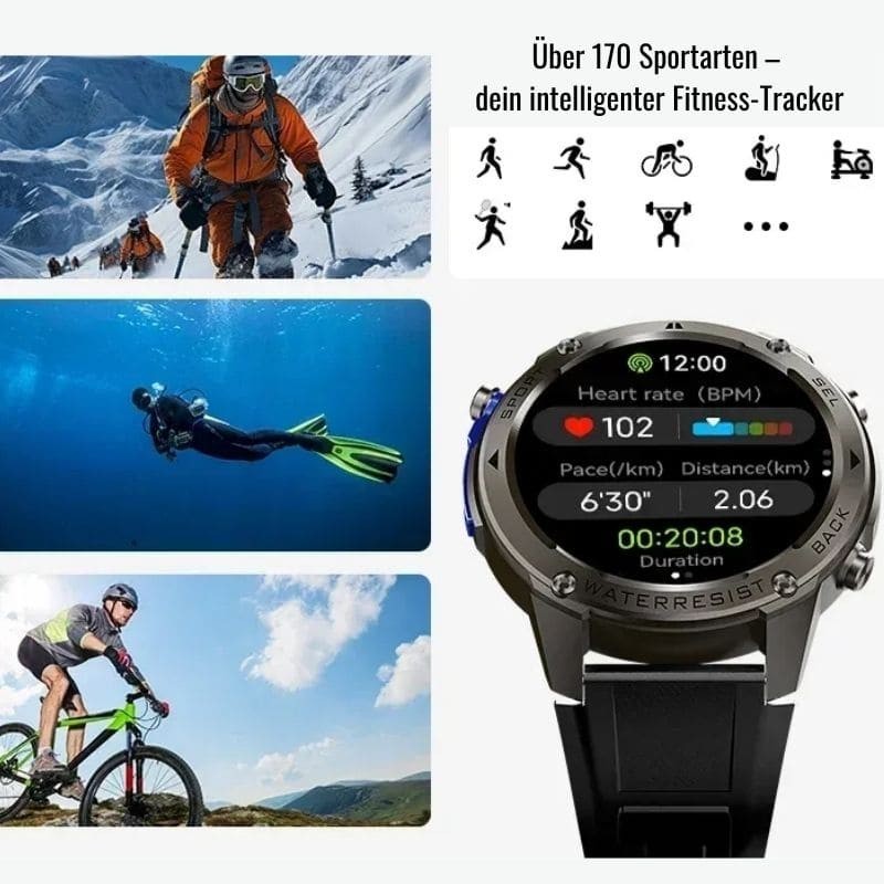 Smartwatch Herren Damen Telefonfunktion Outdoor GPS Sportuhr 5ATM Android iOS