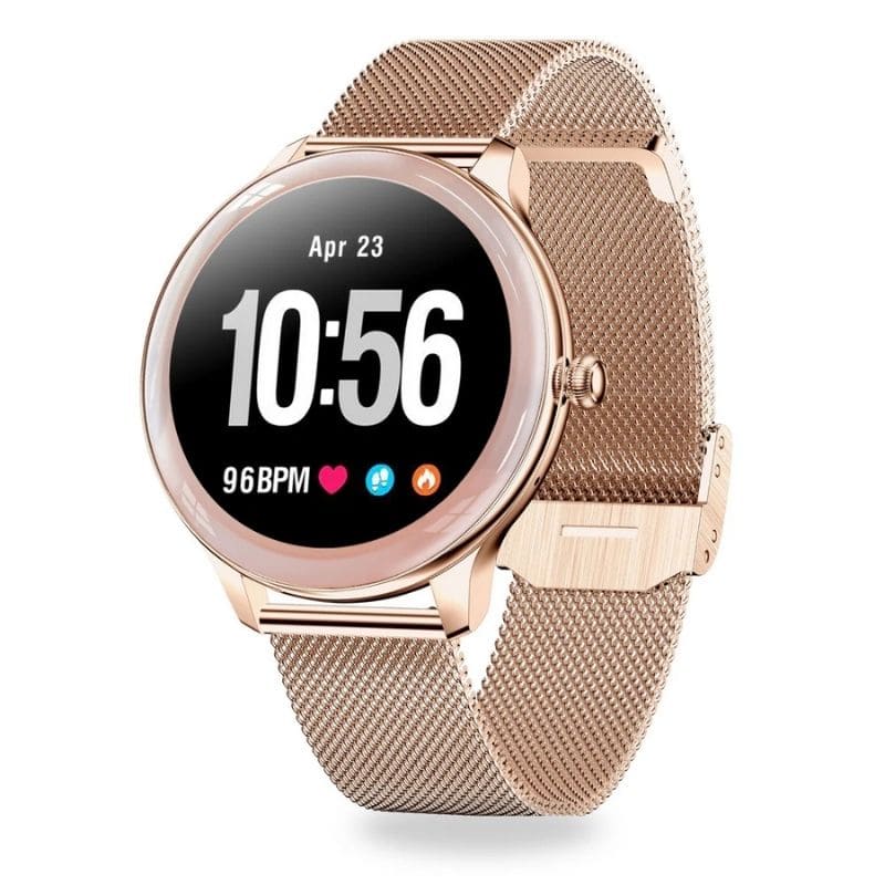 Alura Smartwatch in elegantem Metallgehäuse, dünn und leicht, ideal für Frauen, die Komfort und Stil schätzen.