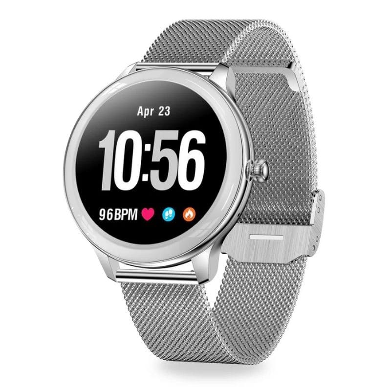 Alura Smartwatch in elegantem Metallgehäuse, dünn und leicht, ideal für Frauen, die Komfort und Stil schätzen.