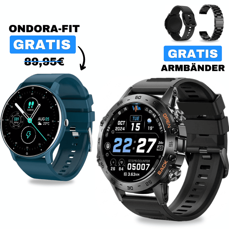 HYPER PRO + ONDORA-FIT
🎁 DAMEN-SMARTWATCH GRATIS
2 Smartwatches im Vorteilspaket
✓ Hyper PRO
✓ Ondora-FIT GRATIS
✓ Edelstahlarmband GRATIS
✓ Überraschungsgeschenk GRATIS
Jetzt Sparpaket sichern →