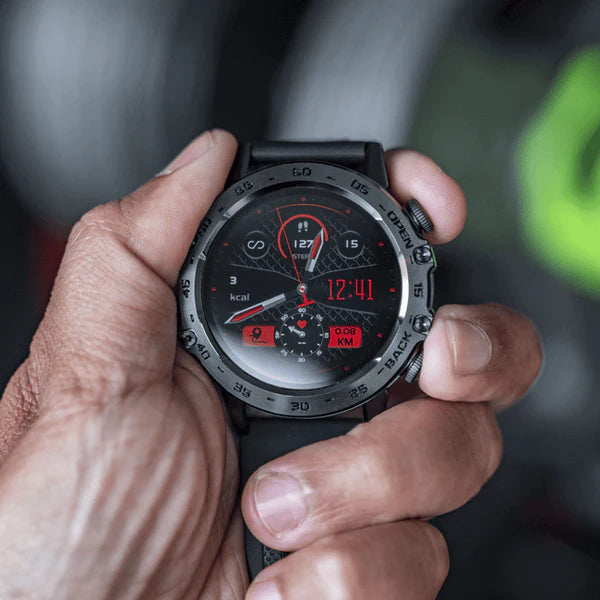 HYPER SMARTWATCH PRO® – alltagstaugliche Smartwatch mit Watchbutton, 14 Tagen Akkulaufzeit, Gesundheitsfunktionen, WhatsApp & Anrufen, robust & wasserfest, inkl. gratis Metall-Armband