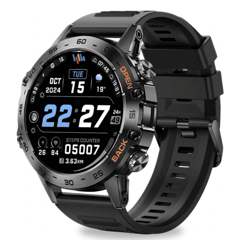 HYPER SMARTWATCH PRO® – alltagstaugliche Smartwatch mit Watchbutton, 14 Tagen Akkulaufzeit, Gesundheitsfunktionen, WhatsApp & Anrufen, robust & wasserfest, inkl. gratis Metall-Armband