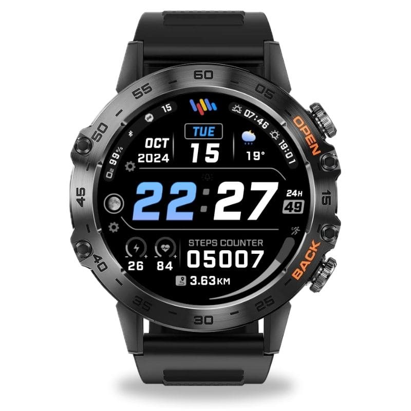 HYPER SMARTWATCH PRO® – alltagstaugliche Smartwatch mit Watchbutton, 14 Tagen Akkulaufzeit, Gesundheitsfunktionen, WhatsApp & Anrufen, robust & wasserfest, inkl. gratis Metall-Armband