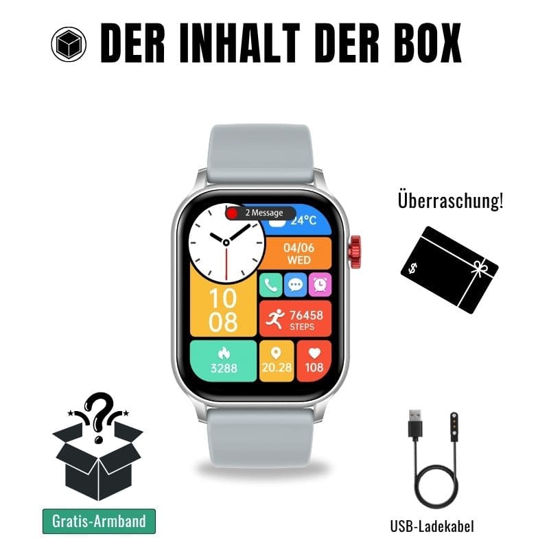 Hyper Smartwatch – stilvolle Smartwatch für Alltag & Sport, lange Akkulaufzeit, Herzfrequenz- und Gesundheits-Tracking, Schrittzähler, Anrufe & Benachrichtigungen direkt am Handgelenk