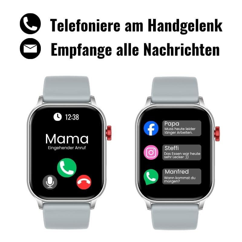 Hyper Smartwatch – stilvolle Smartwatch für Alltag & Sport, lange Akkulaufzeit, Herzfrequenz- und Gesundheits-Tracking, Schrittzähler, Anrufe & Benachrichtigungen direkt am Handgelenk