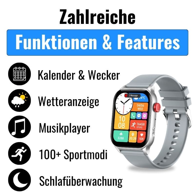 Hyper Smartwatch – stilvolle Smartwatch für Alltag & Sport, lange Akkulaufzeit, Herzfrequenz- und Gesundheits-Tracking, Schrittzähler, Anrufe & Benachrichtigungen direkt am Handgelenk
