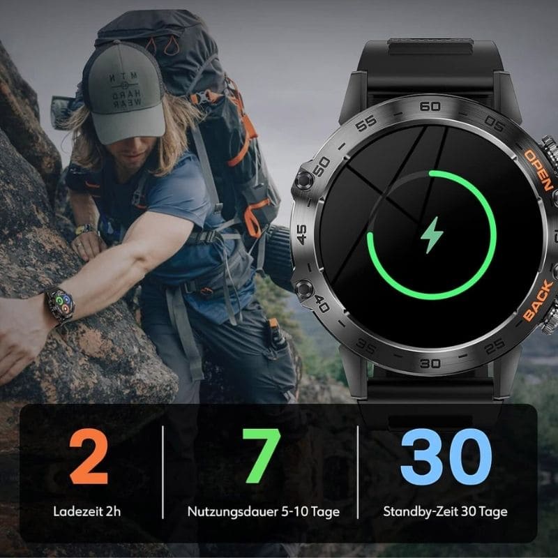 Hyper Smartwatch Pro® – robuste Smartwatch mit Anruffunktion, WhatsApp-Benachrichtigungen und 14 Tagen Akkulaufzeit.