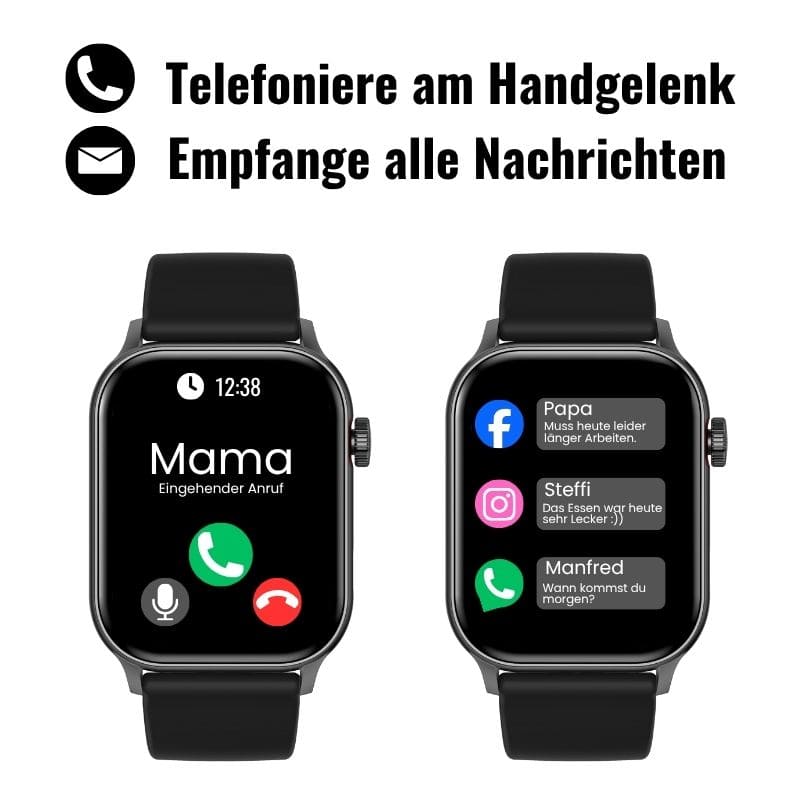 Hyper Smartwatch – stilvolle Smartwatch für Alltag & Sport, lange Akkulaufzeit, Herzfrequenz- und Gesundheits-Tracking, Schrittzähler, Anrufe & Benachrichtigungen direkt am Handgelenk