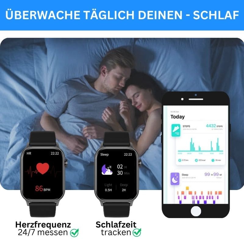 Hyper Smartwatch – stilvolle Smartwatch für Alltag & Sport, lange Akkulaufzeit, Herzfrequenz- und Gesundheits-Tracking, Schrittzähler, Anrufe & Benachrichtigungen direkt am Handgelenk