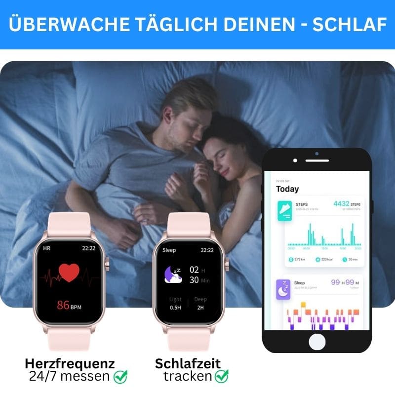 Hyper Smartwatch – stilvolle Smartwatch für Alltag & Sport, lange Akkulaufzeit, Herzfrequenz- und Gesundheits-Tracking, Schrittzähler, Anrufe & Benachrichtigungen direkt am Handgelenk