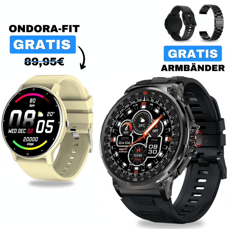 OREXON + ONDORA-FIT
🎁 DAMEN-SMARTWATCH GRATIS
2 Smartwatches im Vorteilspaket
✓ OREXON
✓ Ondora-FIT GRATIS
✓ Edelstahlarmband GRATIS
✓ Überraschungsgeschenk GRATIS
Jetzt Sparpaket sichern →
