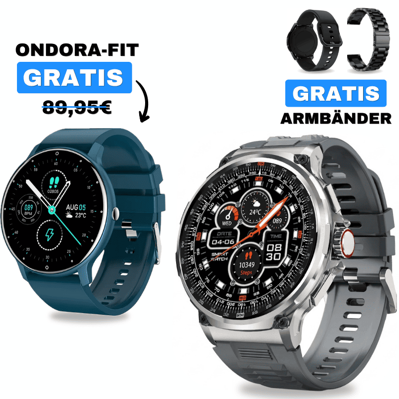 OREXON + ONDORA-FIT
🎁 DAMEN-SMARTWATCH GRATIS
2 Smartwatches im Vorteilspaket
✓ OREXON
✓ Ondora-FIT GRATIS
✓ Edelstahlarmband GRATIS
✓ Überraschungsgeschenk GRATIS
Jetzt Sparpaket sichern →