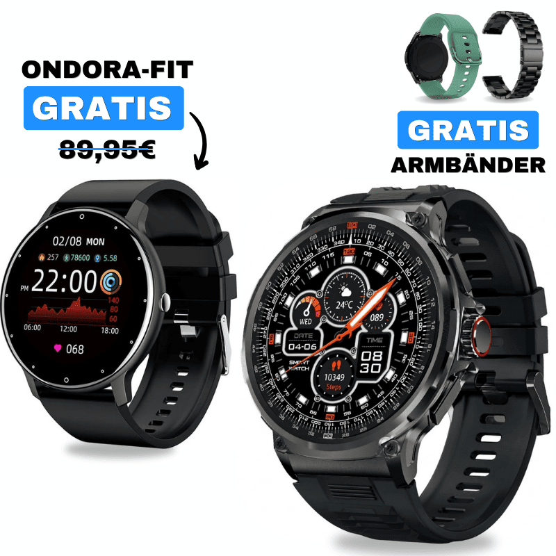 OREXON + ONDORA-FIT
🎁 DAMEN-SMARTWATCH GRATIS
2 Smartwatches im Vorteilspaket
✓ OREXON
✓ Ondora-FIT GRATIS
✓ Edelstahlarmband GRATIS
✓ Überraschungsgeschenk GRATIS
Jetzt Sparpaket sichern →