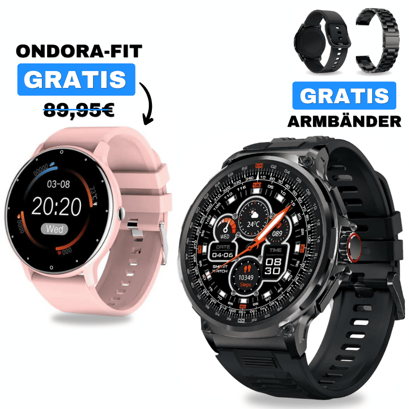 OREXON + ONDORA-FIT
🎁 DAMEN-SMARTWATCH GRATIS
2 Smartwatches im Vorteilspaket
✓ OREXON
✓ Ondora-FIT GRATIS
✓ Edelstahlarmband GRATIS
✓ Überraschungsgeschenk GRATIS
Jetzt Sparpaket sichern →