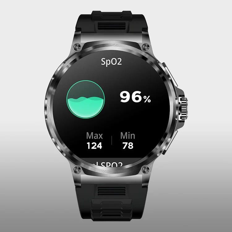 OREXON SMARTWATCH®: Robuste Männer-Smartwatch mit 1,85" HD-Full-Touchscreen, Bluetooth-Anrufen, Herzfrequenz-, Blutdruck- und Blutsauerstoff-Tracking. Integrierte Aktivitäts- und Multisport-Tracker, Schlaf- und Atemüberwachung, Kalorienzähler, Push-Benachrichtigungen von WhatsApp, Instagram & Co. Bis zu 30 Tage Akkulaufzeit, IP68 wasserdicht, LED-Taschenlampe, Musiksteuerung und Sprachassistent – ideal für Alltag, Arbeit, Outdoor-Abenteuer und Gesundheit.