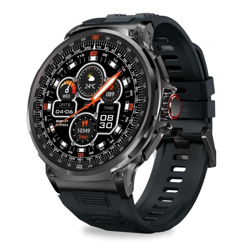 OREXON SMARTWATCH®: Robuste Männer-Smartwatch mit 1,85" HD-Full-Touchscreen, Bluetooth-Anrufen, Herzfrequenz-, Blutdruck- und Blutsauerstoff-Tracking. Integrierte Aktivitäts- und Multisport-Tracker, Schlaf- und Atemüberwachung, Kalorienzähler, Push-Benachrichtigungen von WhatsApp, Instagram & Co. Bis zu 30 Tage Akkulaufzeit, IP68 wasserdicht, LED-Taschenlampe, Musiksteuerung und Sprachassistent – ideal für Alltag, Arbeit, Outdoor-Abenteuer und Gesundheit.