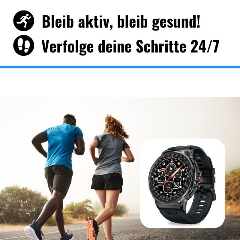OREXON SMARTWATCH®: Robuste Männer-Smartwatch mit 1,85" HD-Full-Touchscreen, Bluetooth-Anrufen, Herzfrequenz-, Blutdruck- und Blutsauerstoff-Tracking. Integrierte Aktivitäts- und Multisport-Tracker, Schlaf- und Atemüberwachung, Kalorienzähler, Push-Benachrichtigungen von WhatsApp, Instagram & Co. Bis zu 30 Tage Akkulaufzeit, IP68 wasserdicht, LED-Taschenlampe, Musiksteuerung und Sprachassistent – ideal für Alltag, Arbeit, Outdoor-Abenteuer und Gesundheit.