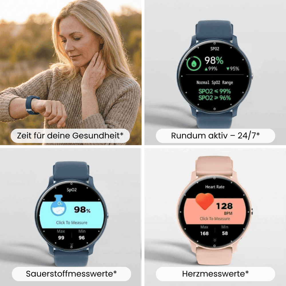 ONDORA – Fit Smartwatch für deinen Alltag
Bis zu 7 Tage Akkulaufzeit, Anrufe direkt über die Uhr, WhatsApp-Benachrichtigungen und smarte Gesundheitsfunktionen wie Schlafanalyse, Schrittzähler und Kalorienübersicht – alles, was du brauchst, an deinem Handgelenk.
Robust, alltagstauglich und geschützt vor Stößen, Staub und Wasser.