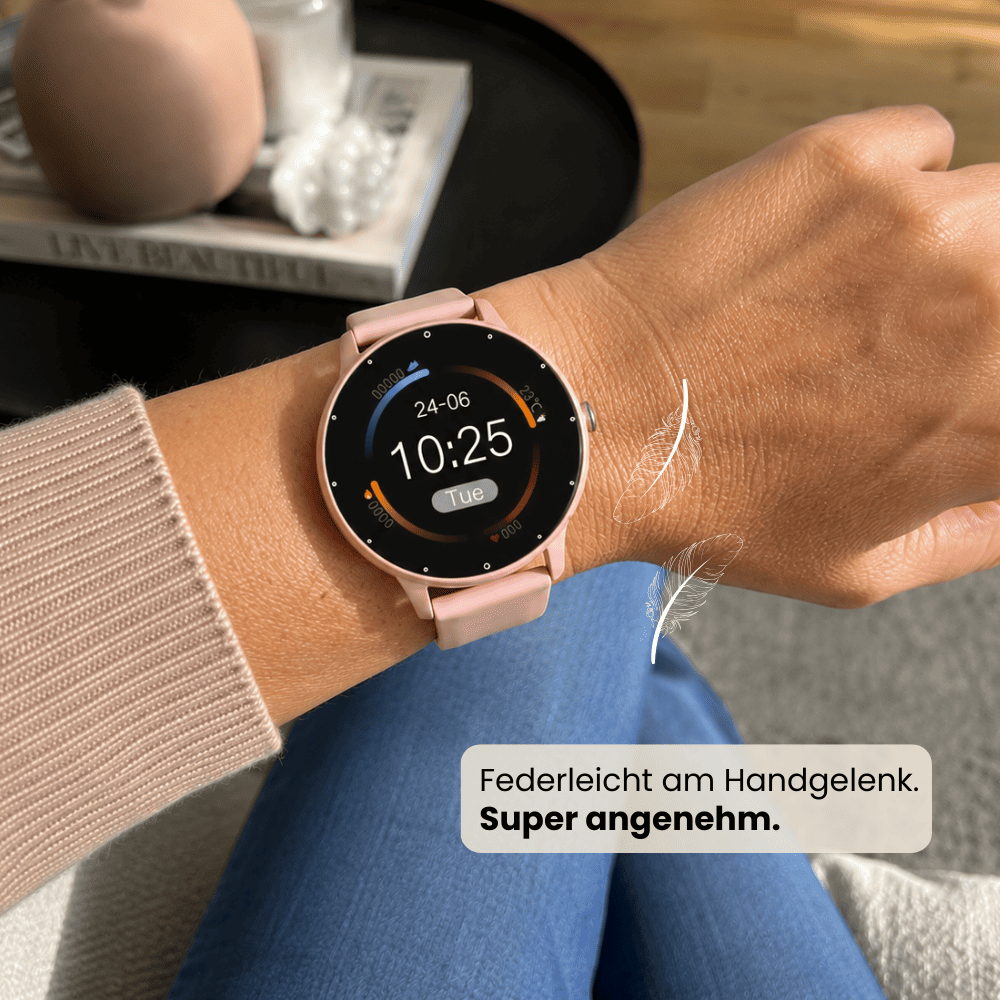ONDORA – Fit Smartwatch für deinen Alltag
Bis zu 7 Tage Akkulaufzeit, Anrufe direkt über die Uhr, WhatsApp-Benachrichtigungen und smarte Gesundheitsfunktionen wie Schlafanalyse, Schrittzähler und Kalorienübersicht – alles, was du brauchst, an deinem Handgelenk.
Robust, alltagstauglich und geschützt vor Stößen, Staub und Wasser.