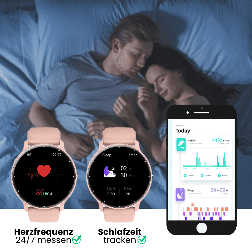 ONDORA – Fit Smartwatch für deinen Alltag
Bis zu 7 Tage Akkulaufzeit, Anrufe direkt über die Uhr, WhatsApp-Benachrichtigungen und smarte Gesundheitsfunktionen wie Schlafanalyse, Schrittzähler und Kalorienübersicht – alles, was du brauchst, an deinem Handgelenk.
Robust, alltagstauglich und geschützt vor Stößen, Staub und Wasser.