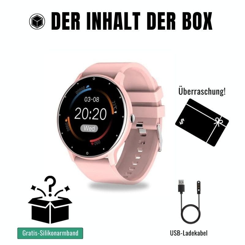 ONDORA – Fit Smartwatch für deinen Alltag
Bis zu 7 Tage Akkulaufzeit, Anrufe direkt über die Uhr, WhatsApp-Benachrichtigungen und smarte Gesundheitsfunktionen wie Schlafanalyse, Schrittzähler und Kalorienübersicht – alles, was du brauchst, an deinem Handgelenk.
Robust, alltagstauglich und geschützt vor Stößen, Staub und Wasser.