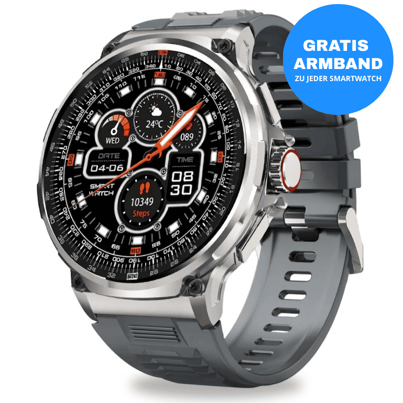 OREXON SMARTWATCH®: Robuste Männer-Smartwatch mit 1,85" HD-Full-Touchscreen, Bluetooth-Anrufen, Herzfrequenz-, Blutdruck- und Blutsauerstoff-Tracking. Integrierte Aktivitäts- und Multisport-Tracker, Schlaf- und Atemüberwachung, Kalorienzähler, Push-Benachrichtigungen von WhatsApp, Instagram & Co. Bis zu 30 Tage Akkulaufzeit, IP68 wasserdicht, LED-Taschenlampe, Musiksteuerung und Sprachassistent – ideal für Alltag, Arbeit, Outdoor-Abenteuer und Gesundheit.