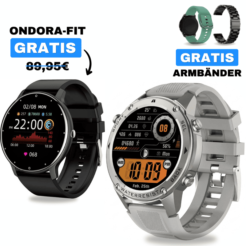 STONE GPS + ONDORA-FIT
🎁 DAMEN-SMARTWATCH GRATIS
2 Smartwatches im Vorteilspaket
✓ STONE GPS
✓ Ondora-FIT GRATIS
✓ Edelstahlarmband GRATIS
✓ Überraschungsgeschenk GRATIS
Jetzt Sparpaket sichern →