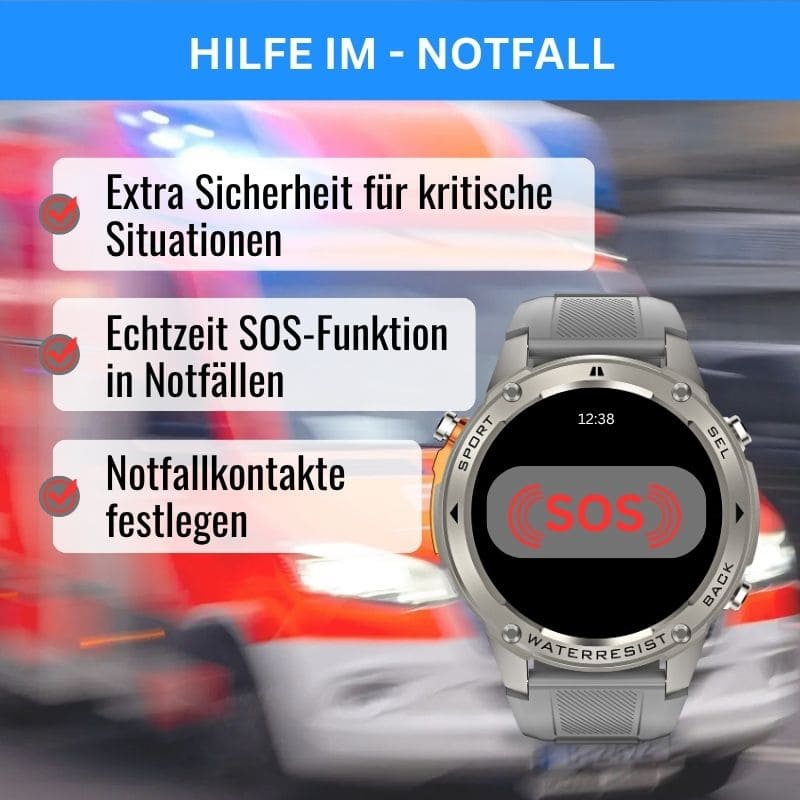 STONE – GPS SMARTWATCH®: Robuste High-End-Smartwatch mit 1,43" HD-Display, integrierter GPS-Funktion, Anruffunktion und Benachrichtigungen von WhatsApp, Instagram & Facebook. Bis zu 21 Tage Akkulaufzeit, Weltuhr, Wetteranzeige, SOS-Notruftaste, Kompass und Zyklus-Tracking – ideal für Alltag, Arbeit, Abenteuer und Gesundheit.