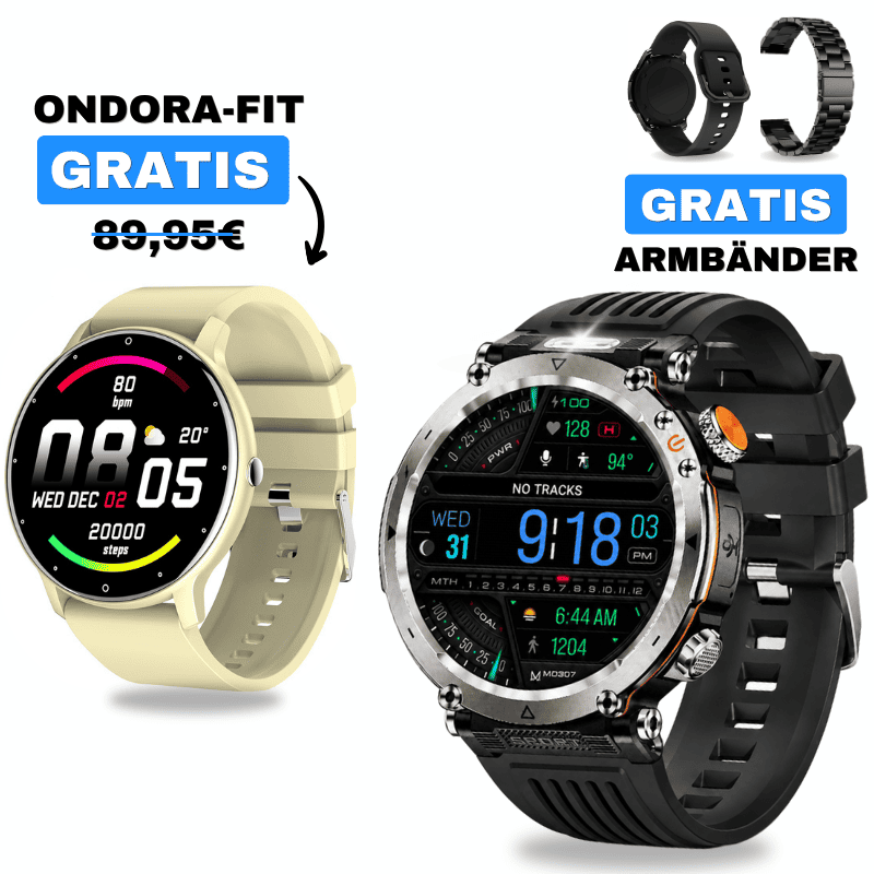 STONE + ONDORA-FIT
🎁 DAMEN-SMARTWATCH GRATIS
2 Smartwatches im Vorteilspaket
✓ STONE
✓ Ondora-FIT GRATIS
✓ Edelstahlarmband GRATIS
✓ Überraschungsgeschenk GRATIS
Jetzt Sparpaket sichern →