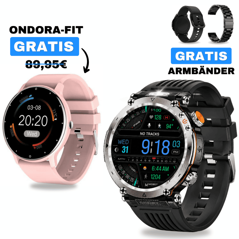 STONE + ONDORA-FIT
🎁 DAMEN-SMARTWATCH GRATIS
2 Smartwatches im Vorteilspaket
✓ STONE
✓ Ondora-FIT GRATIS
✓ Edelstahlarmband GRATIS
✓ Überraschungsgeschenk GRATIS
Jetzt Sparpaket sichern →