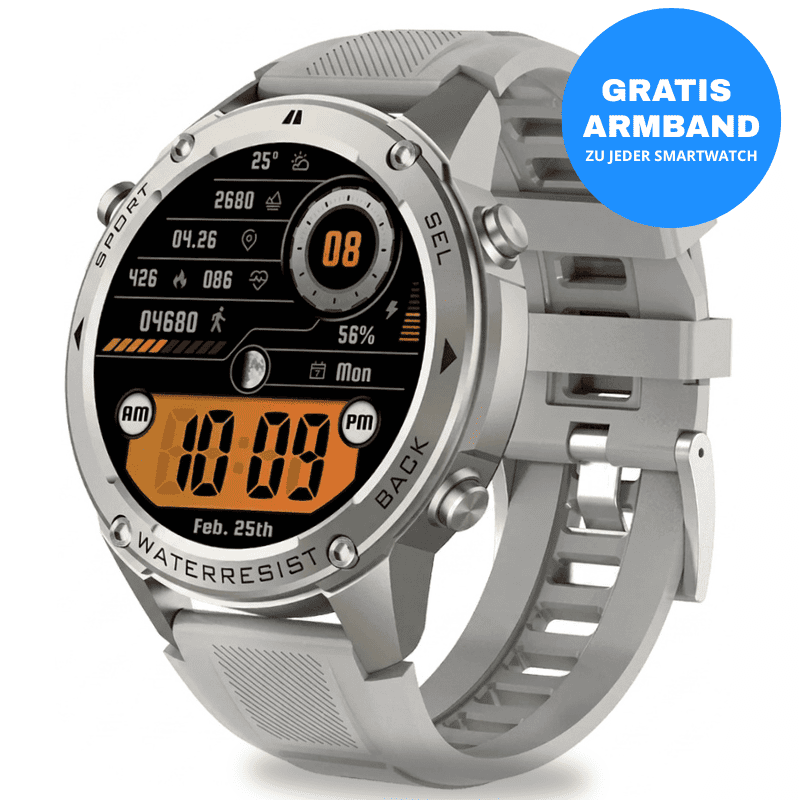 STONE – GPS SMARTWATCH®: Robuste High-End-Smartwatch mit 1,43" HD-Display, integrierter GPS-Funktion, Anruffunktion und Benachrichtigungen von WhatsApp, Instagram & Facebook. Bis zu 21 Tage Akkulaufzeit, Weltuhr, Wetteranzeige, SOS-Notruftaste, Kompass und Zyklus-Tracking – ideal für Alltag, Arbeit, Abenteuer und Gesundheit.