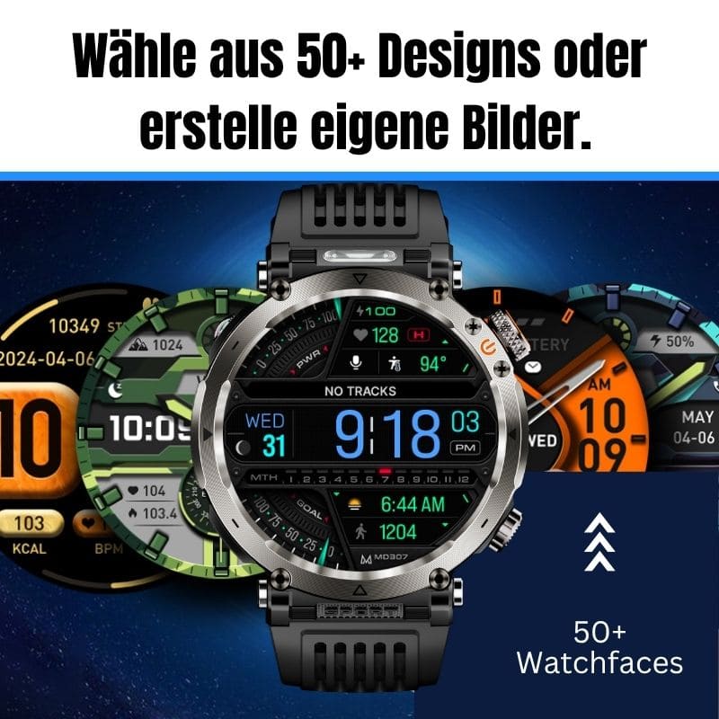 Stone Smartwatch® – extrem robuste Smartwatch mit Anruffunktion, WhatsApp-Benachrichtigungen, bis zu 21 Tagen Akkulaufzeit, Instagram- und Facebook-Benachrichtigungen, SOS-Notruftaste und integriertem Kompass.