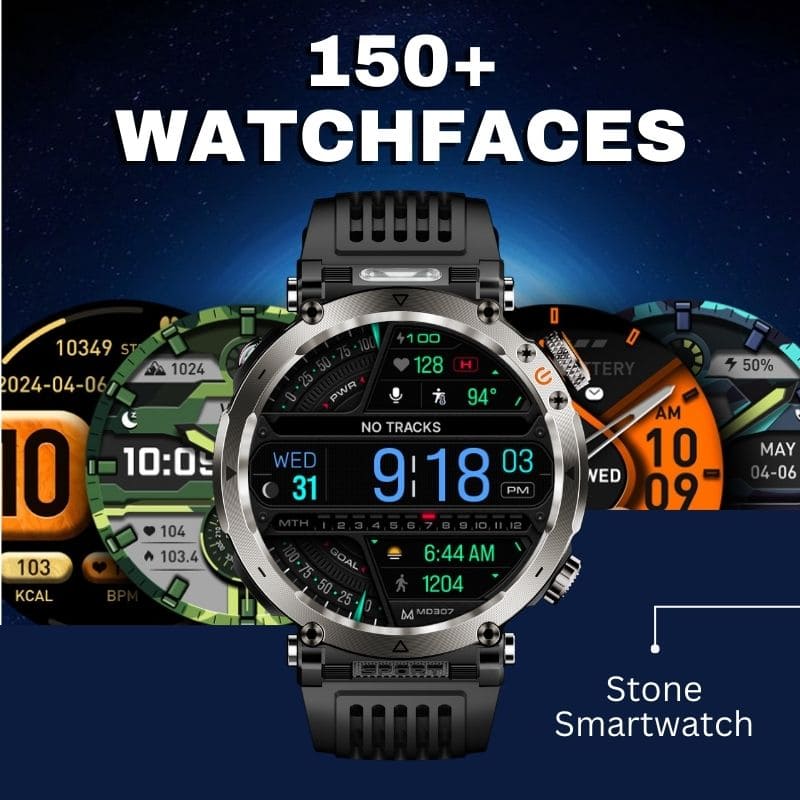 Stone Smartwatch® – extrem robuste Smartwatch mit Anruffunktion, WhatsApp-Benachrichtigungen, bis zu 21 Tagen Akkulaufzeit, Instagram- und Facebook-Benachrichtigungen, SOS-Notruftaste und integriertem Kompass.