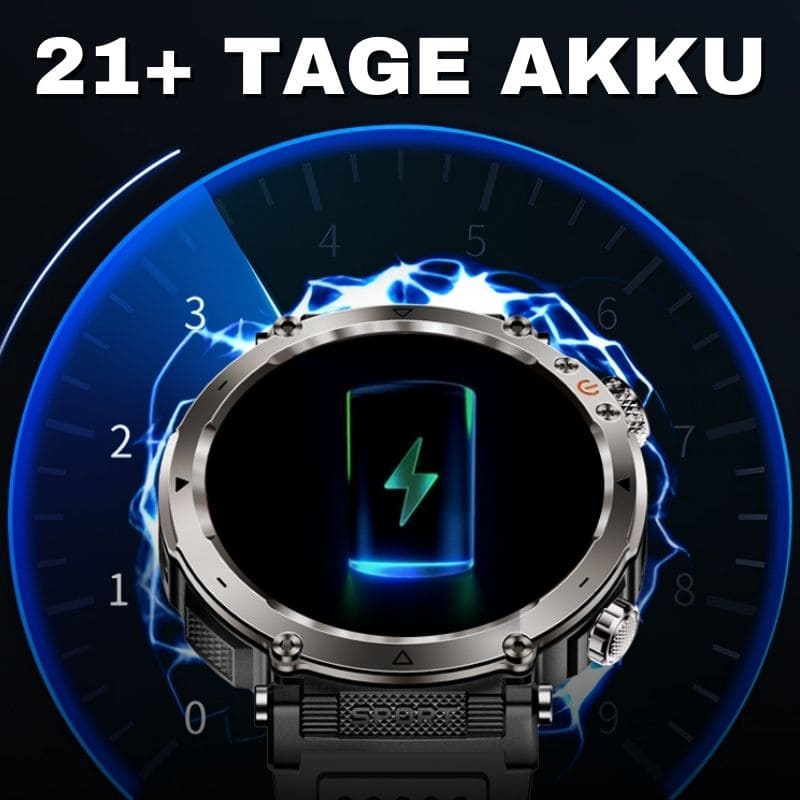 Stone Smartwatch® – extrem robuste Smartwatch mit Anruffunktion, WhatsApp-Benachrichtigungen, bis zu 21 Tagen Akkulaufzeit, Instagram- und Facebook-Benachrichtigungen, SOS-Notruftaste und integriertem Kompass.