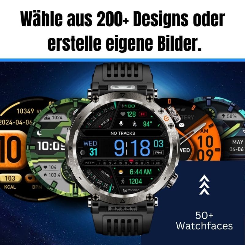 Stone Smartwatch® – extrem robuste Smartwatch mit Anruffunktion, WhatsApp-Benachrichtigungen, bis zu 21 Tagen Akkulaufzeit, Instagram- und Facebook-Benachrichtigungen, SOS-Notruftaste und integriertem Kompass.