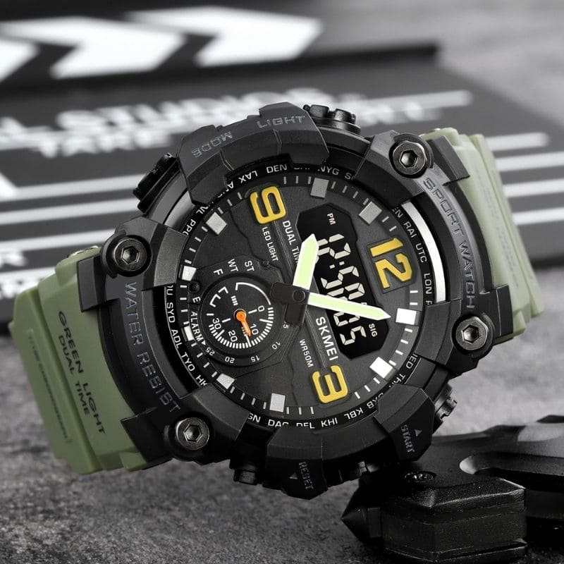 Robuste D-Shock Uhr bei Watchbutton mit stoßfestem Edelstahlgehäuse und kratzfestem Acrylglas für maximale Stabilität im Alltag
