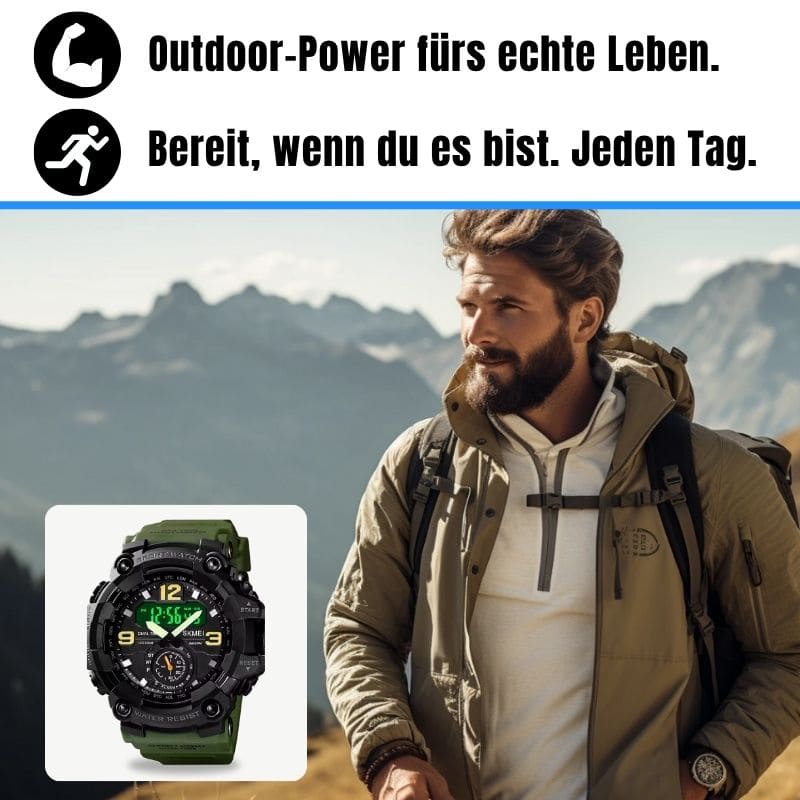 Robuste D-Shock Uhr bei Watchbutton mit stoßfestem Edelstahlgehäuse und kratzfestem Acrylglas für maximale Stabilität im Alltag