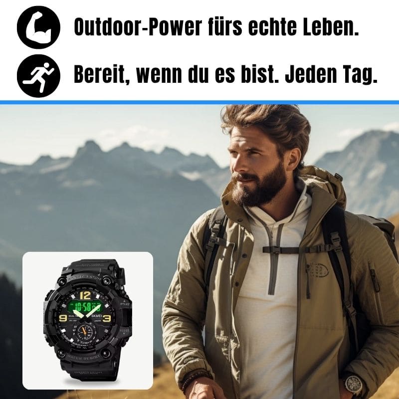Robuste D-Shock Uhr bei Watchbutton mit stoßfestem Edelstahlgehäuse und kratzfestem Acrylglas für maximale Stabilität im Alltag