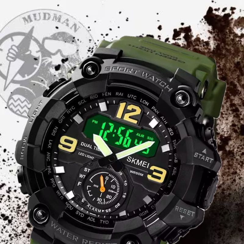 Robuste D-Shock Uhr bei Watchbutton mit stoßfestem Edelstahlgehäuse und kratzfestem Acrylglas für maximale Stabilität im Alltag