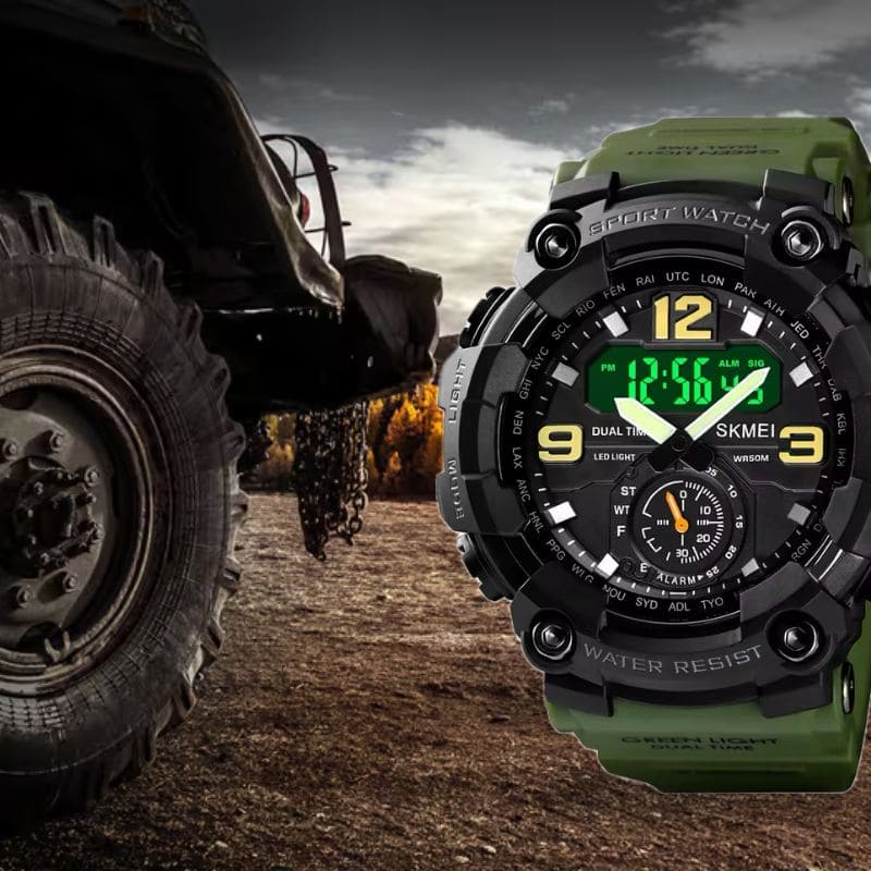 Robuste D-Shock Uhr bei Watchbutton mit stoßfestem Edelstahlgehäuse und kratzfestem Acrylglas für maximale Stabilität im Alltag