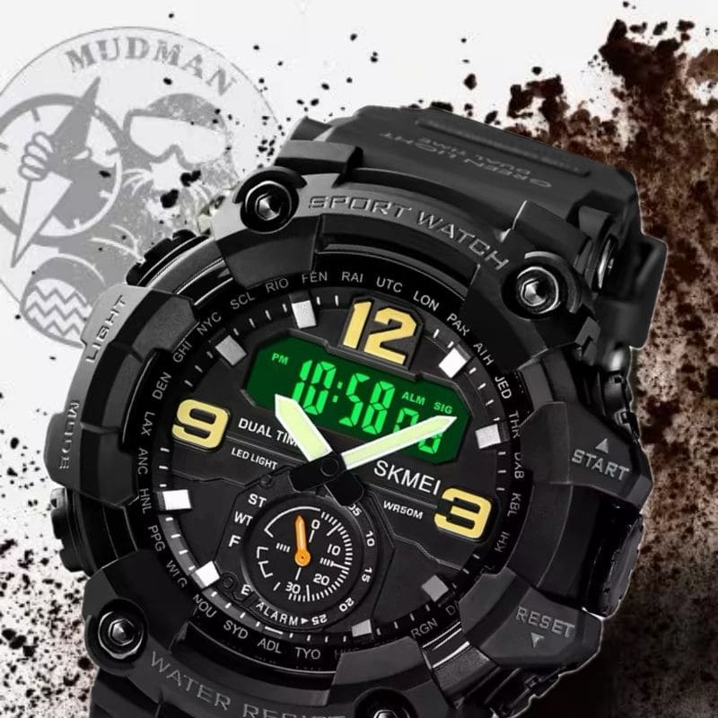 Robuste D-Shock Uhr bei Watchbutton mit stoßfestem Edelstahlgehäuse und kratzfestem Acrylglas für maximale Stabilität im Alltag