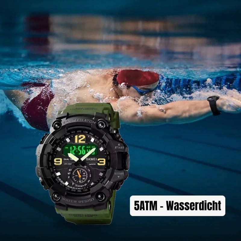 Robuste D-Shock Uhr bei Watchbutton mit stoßfestem Edelstahlgehäuse und kratzfestem Acrylglas für maximale Stabilität im Alltag