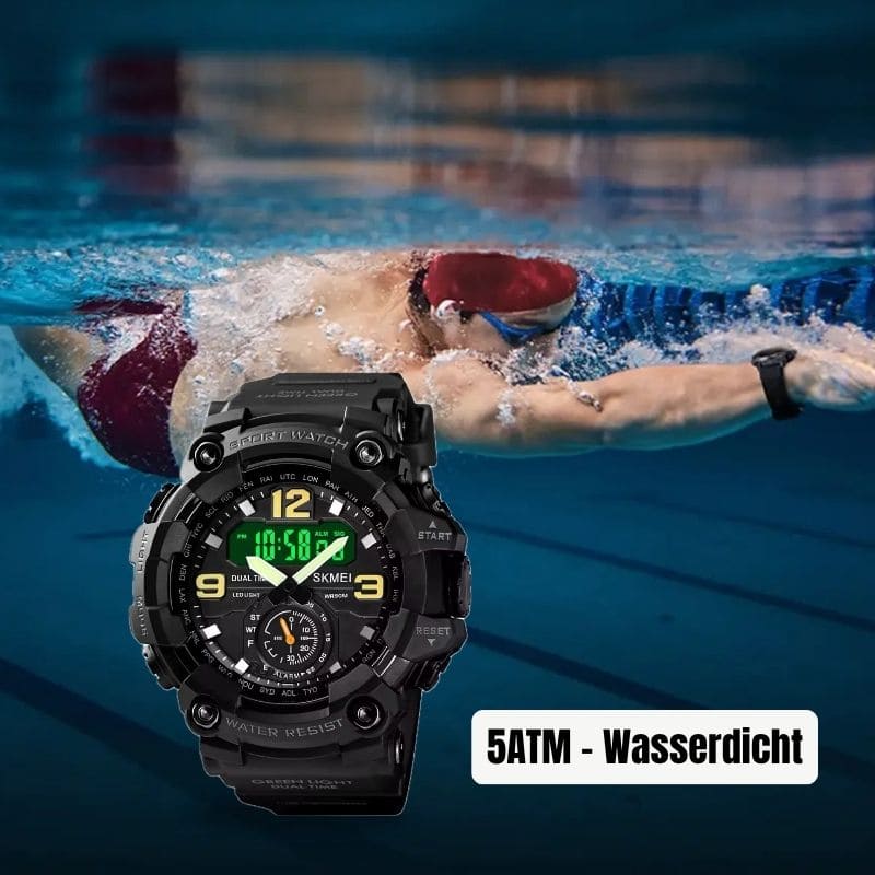 Robuste D-Shock Uhr bei Watchbutton mit stoßfestem Edelstahlgehäuse und kratzfestem Acrylglas für maximale Stabilität im Alltag