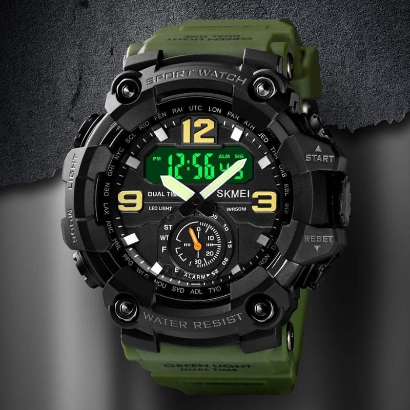 Robuste D-Shock Uhr bei Watchbutton mit stoßfestem Edelstahlgehäuse und kratzfestem Acrylglas für maximale Stabilität im Alltag