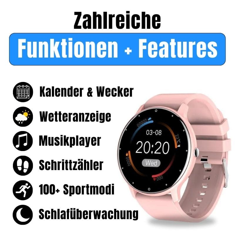 ONDORA – Fit Smartwatch für deinen Alltag
Bis zu 7 Tage Akkulaufzeit, Anrufe direkt über die Uhr, WhatsApp-Benachrichtigungen und smarte Gesundheitsfunktionen wie Schlafanalyse, Schrittzähler und Kalorienübersicht – alles, was du brauchst, an deinem Handgelenk.
Robust, alltagstauglich und geschützt vor Stößen, Staub und Wasser.