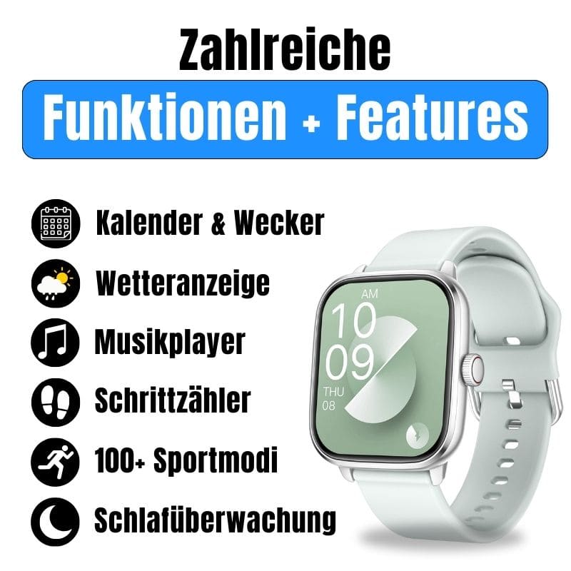 Die Hyper Smartwatch – dein smarter Fitness-Begleiter für den Alltag.
Mit Schrittzähler, Kalorien- und Herzfrequenz-Tracking, langer Akkulaufzeit und über 100 Sportmodi bleibst du aktiv und organisiert – jeden Tag!