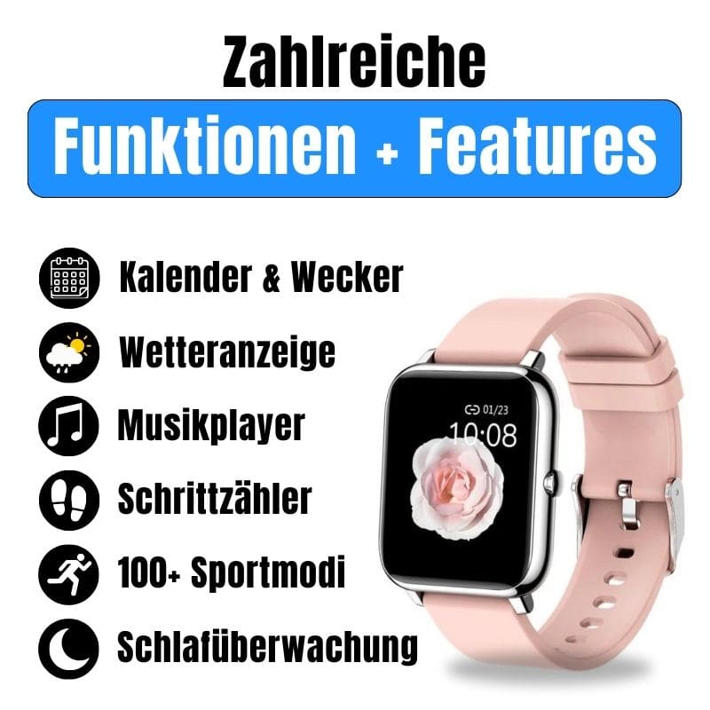 Die Hyper Smartwatch – dein smarter Fitness-Begleiter für den Alltag.
Mit Schrittzähler, Kalorien- und Herzfrequenz-Tracking, langer Akkulaufzeit und über 100 Sportmodi bleibst du aktiv und organisiert – jeden Tag!