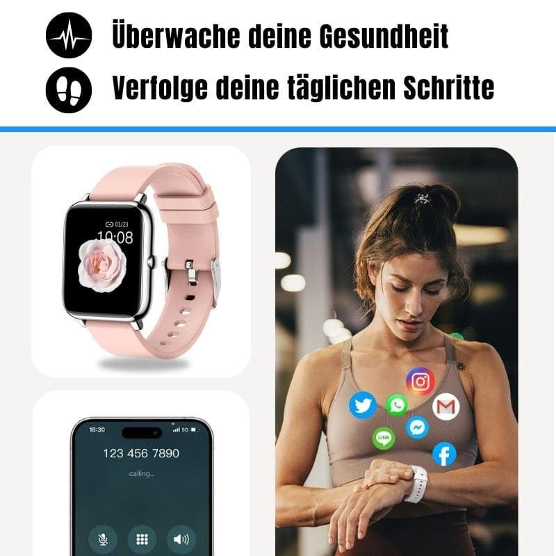 Die Hyper Smartwatch – dein smarter Fitness-Begleiter für den Alltag.
Mit Schrittzähler, Kalorien- und Herzfrequenz-Tracking, langer Akkulaufzeit und über 100 Sportmodi bleibst du aktiv und organisiert – jeden Tag!