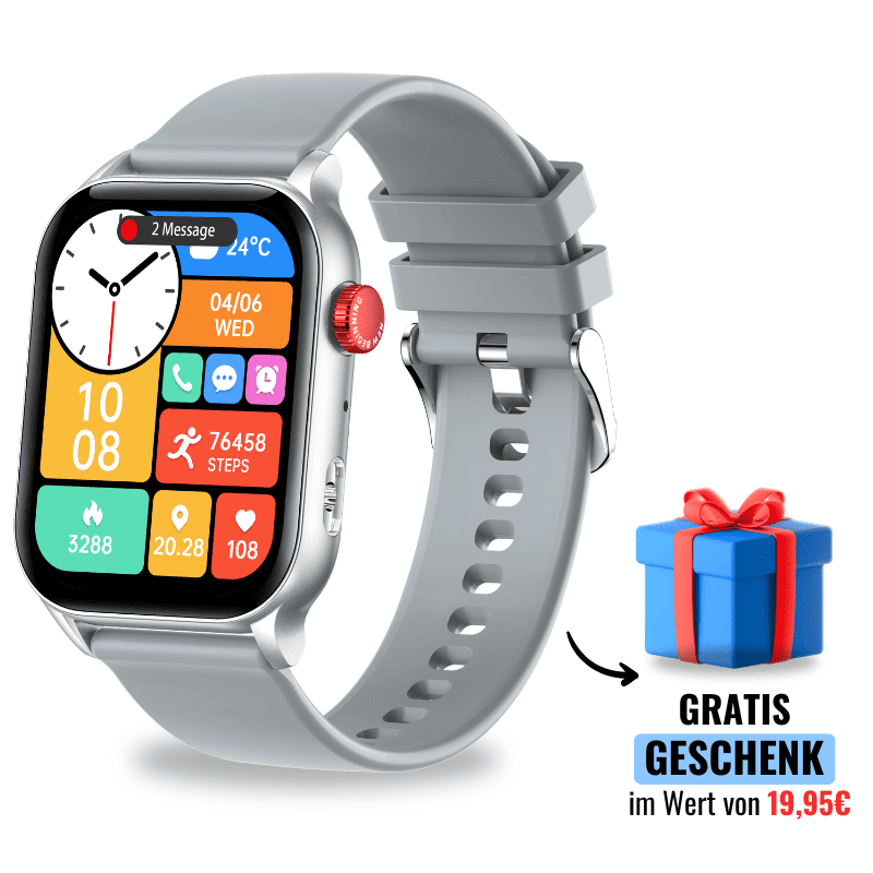 Hyper Smartwatch – stilvolle Smartwatch für Alltag & Sport, lange Akkulaufzeit, Herzfrequenz- und Gesundheits-Tracking, Schrittzähler, Anrufe & Benachrichtigungen direkt am Handgelenk